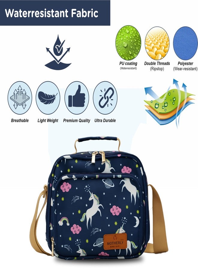 Motherly Mini Magic Diaper Bag for Mothers for Travel- Combo Set with Accessories, Small Maternity Handbag for Newborn Baby Mothers Travel Bag Multiple Pockets Water Resistant Baby Bag (Unicorn Blue) - Image 5